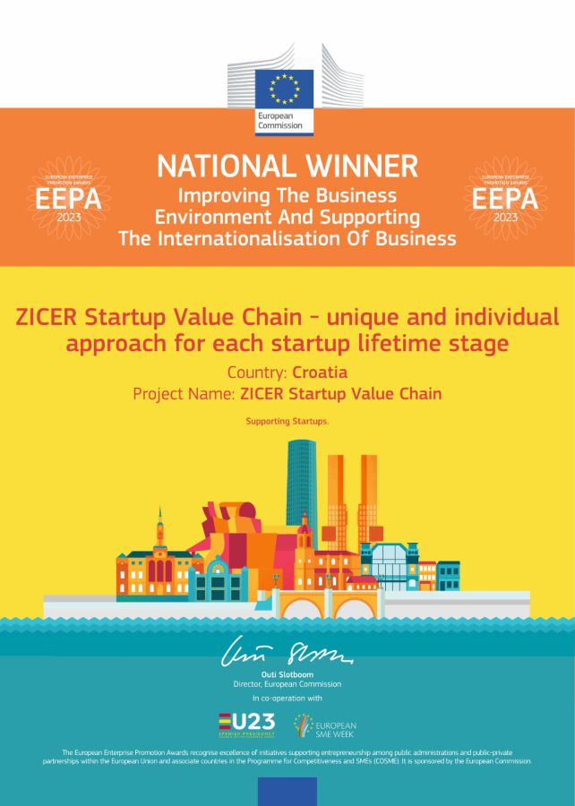 EEPA ZICER startup value chain plavi ured certifikat